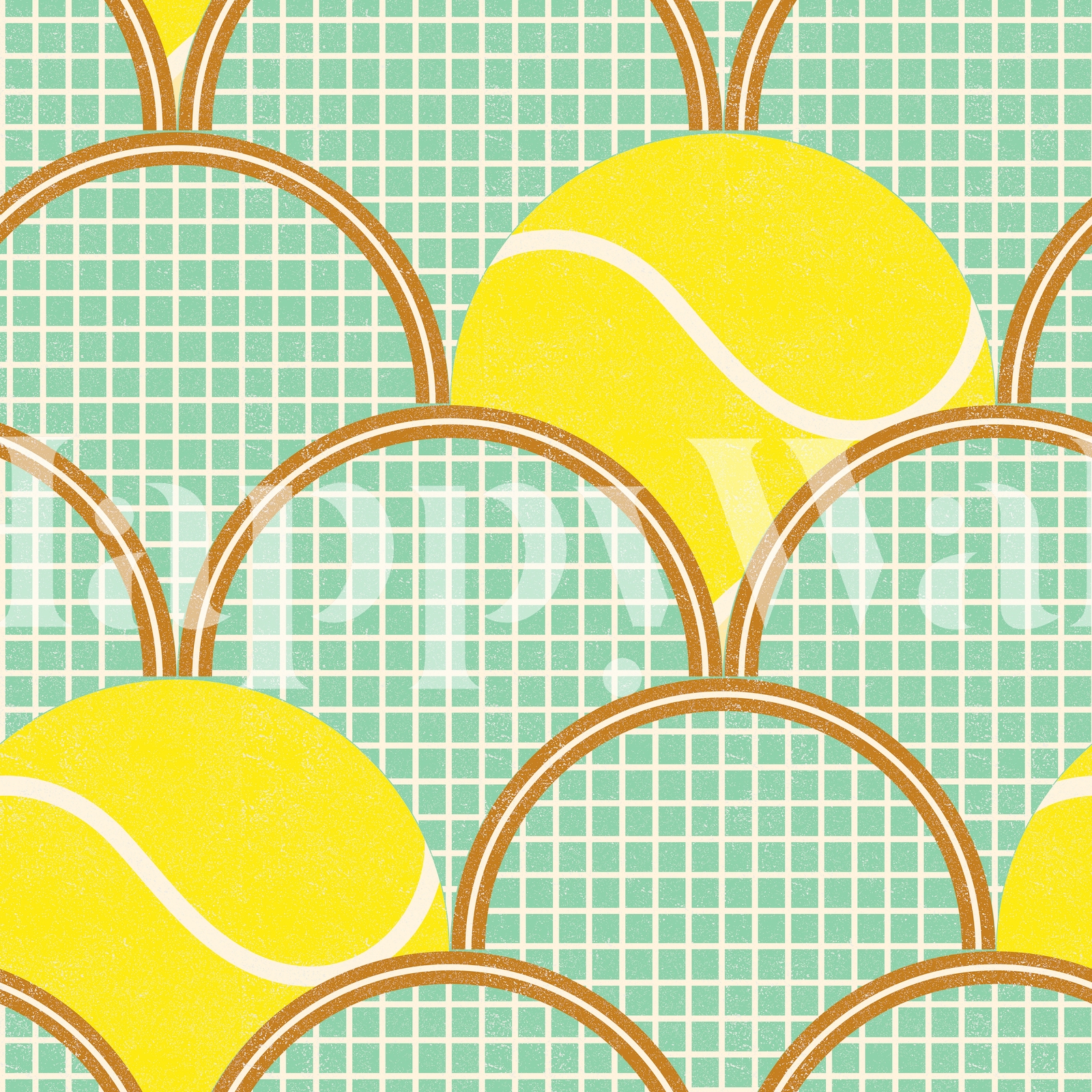 retro tennis rackets and balls - mint wallpaper | Happywall