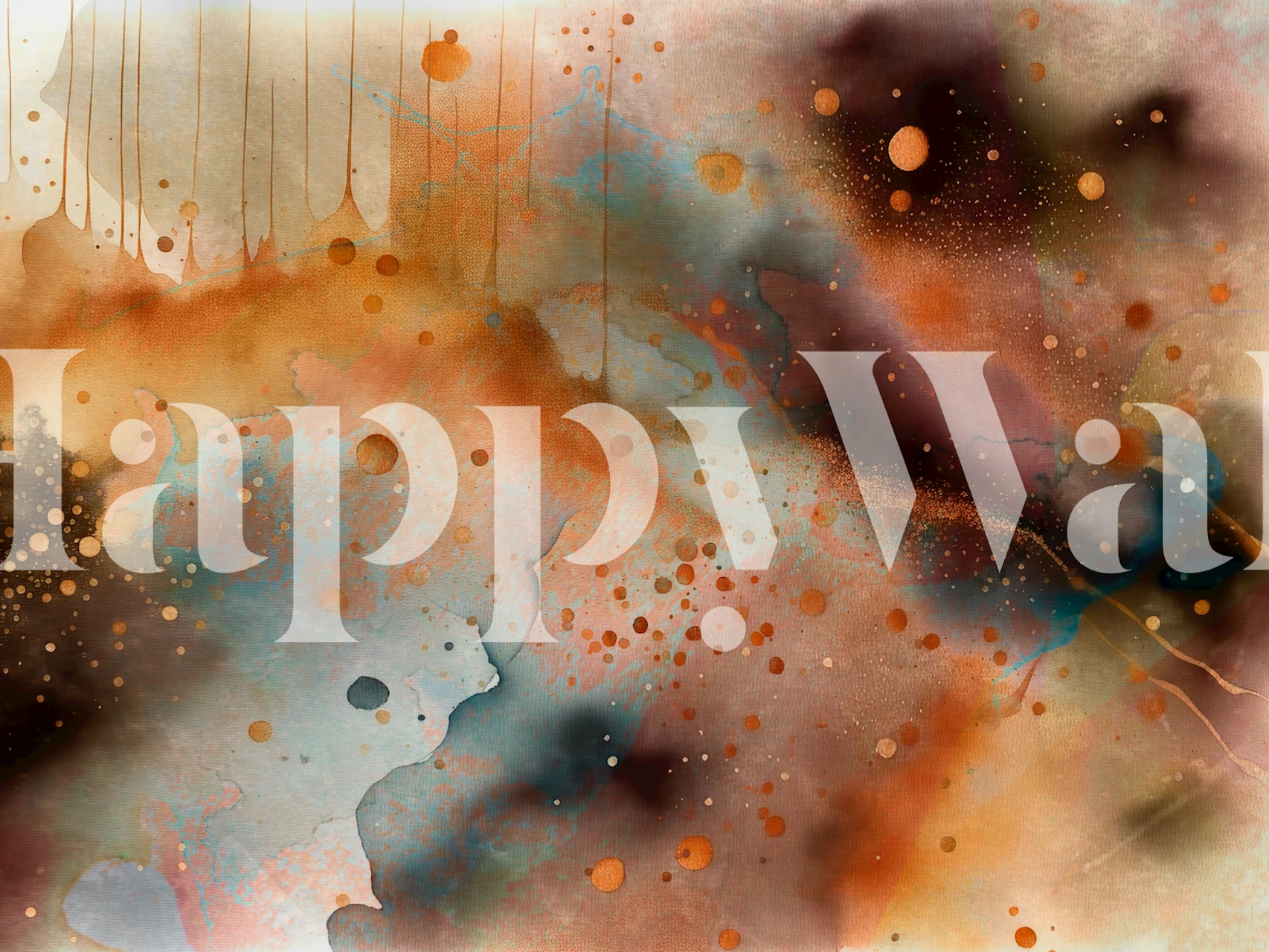 Abstract marble wallpaper with earthy tones, blue splashes, organic shapes