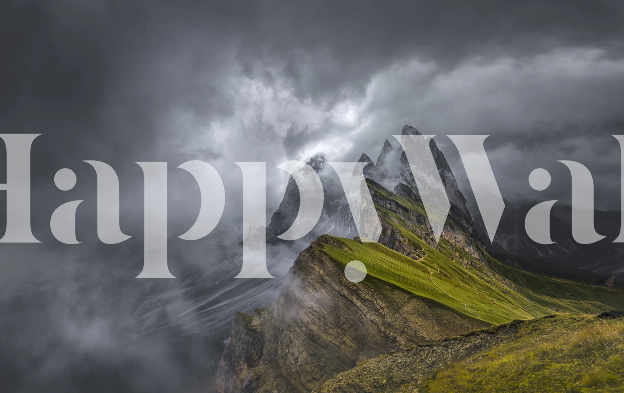 Seceda mountain wallpaper in a room