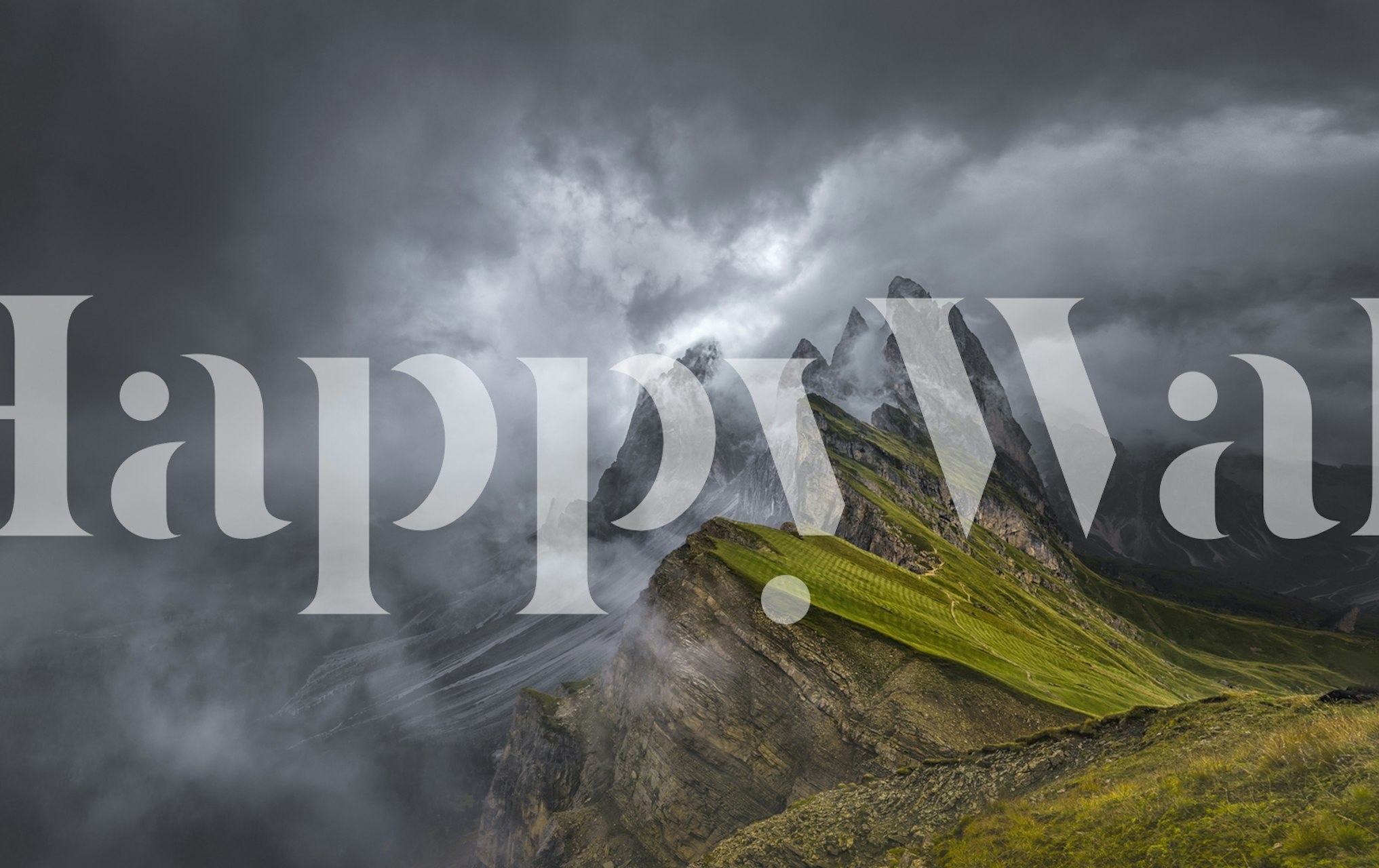 Seceda mountain wallpaper in a room