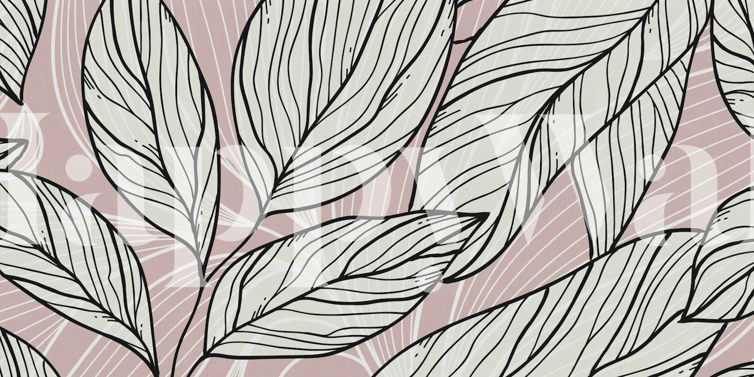 Papier peint mural à motif de feuilles monochromes sur fond doux