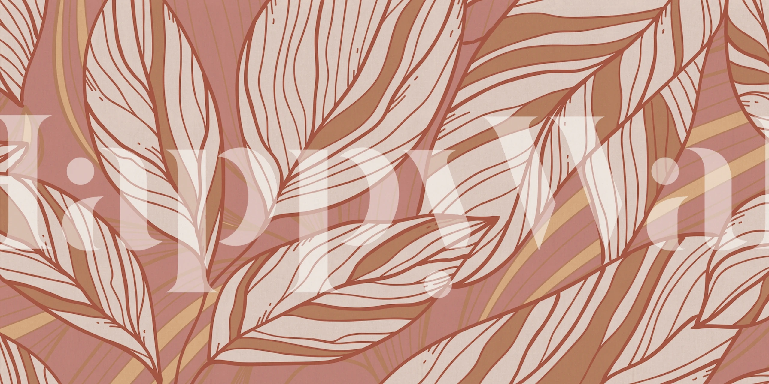 Illustrative leaf patterns in pink and beige hues wallpaper