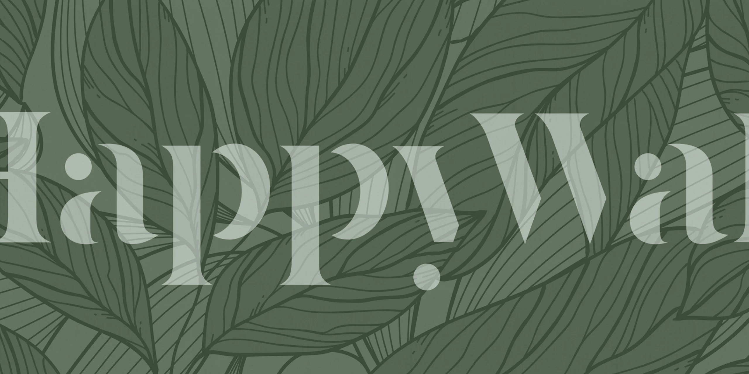 Green leaves pattern on textured green background wallpaper