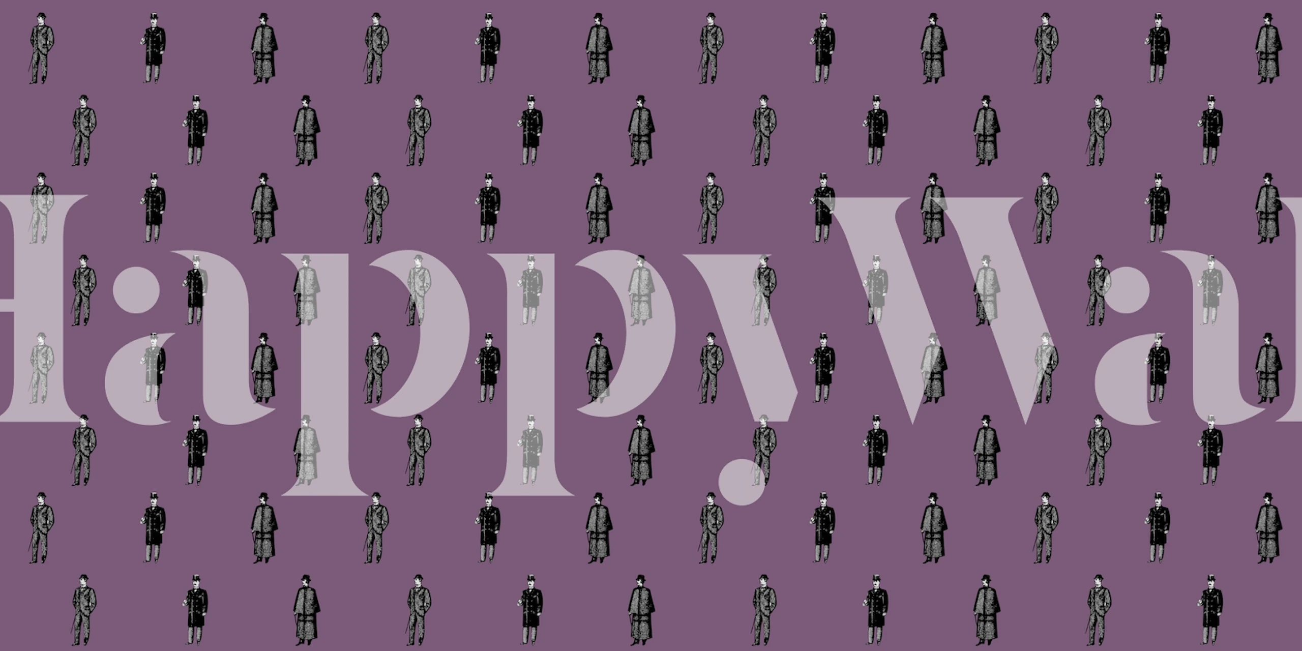 Vintage man pattern in black and white on purple background wallpaper
