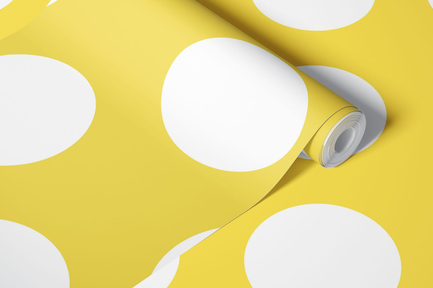 Yellow polka dot pattern wallpaper roll