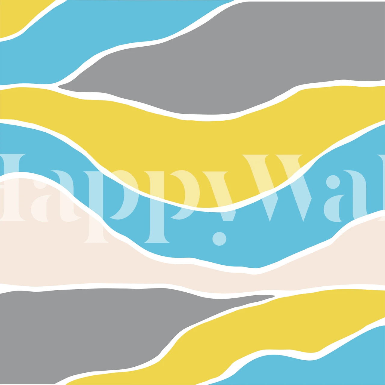 Modern art wallpaper in saffron and sky blue