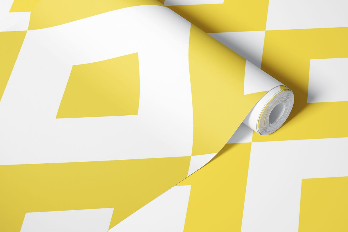 Yellow white rhombus pattern wallpaper roll