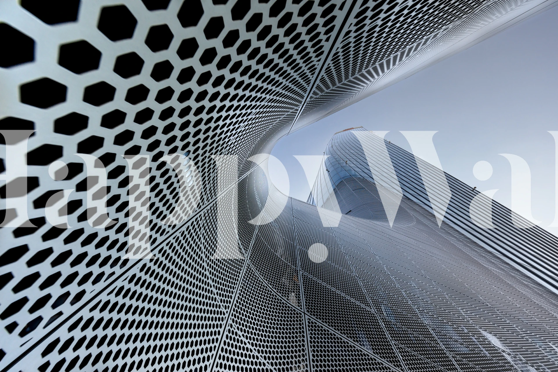 Geometric honeycomb pattern wallpaper with a sleek modern design