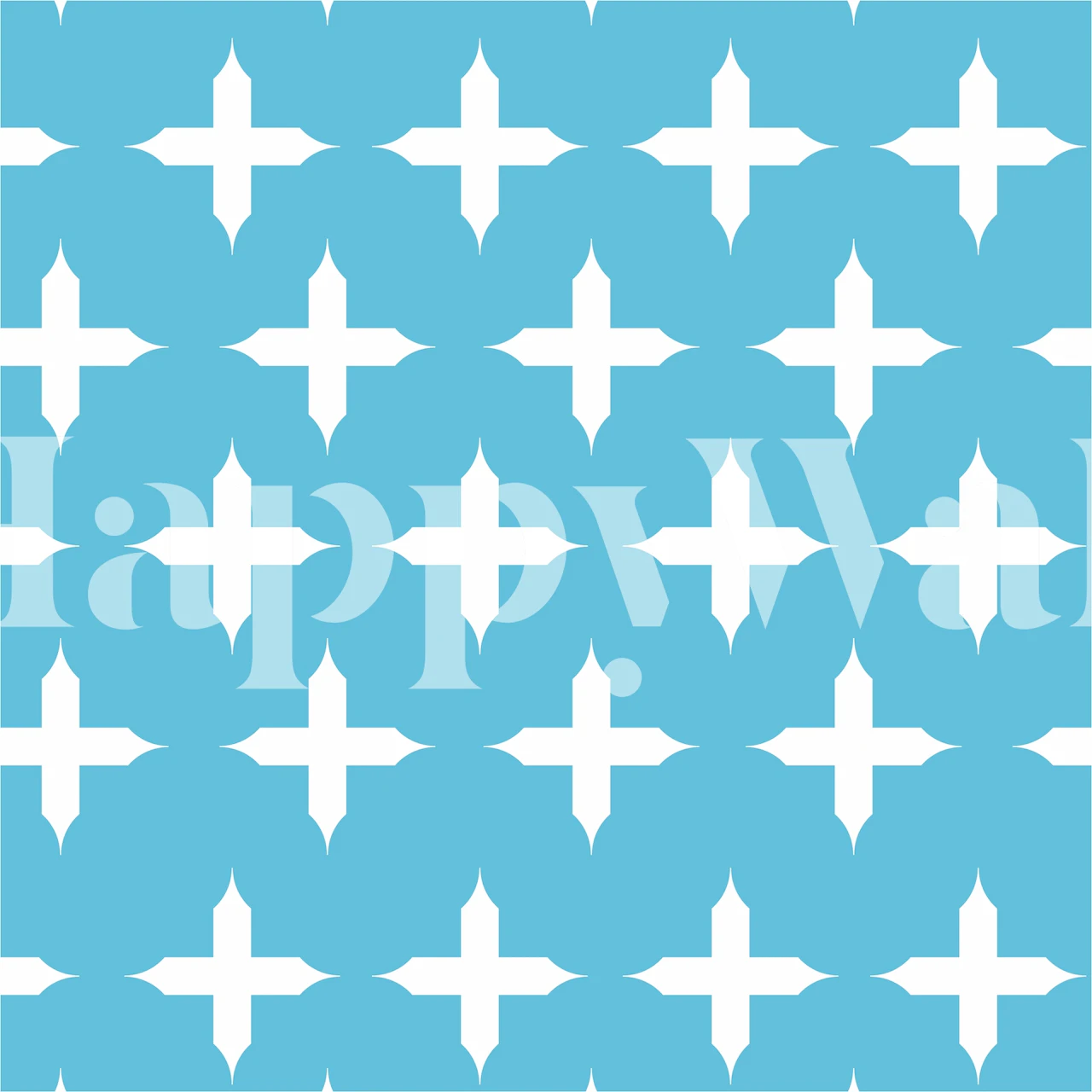 Sky blue wallpaper with white geometric cross pattern