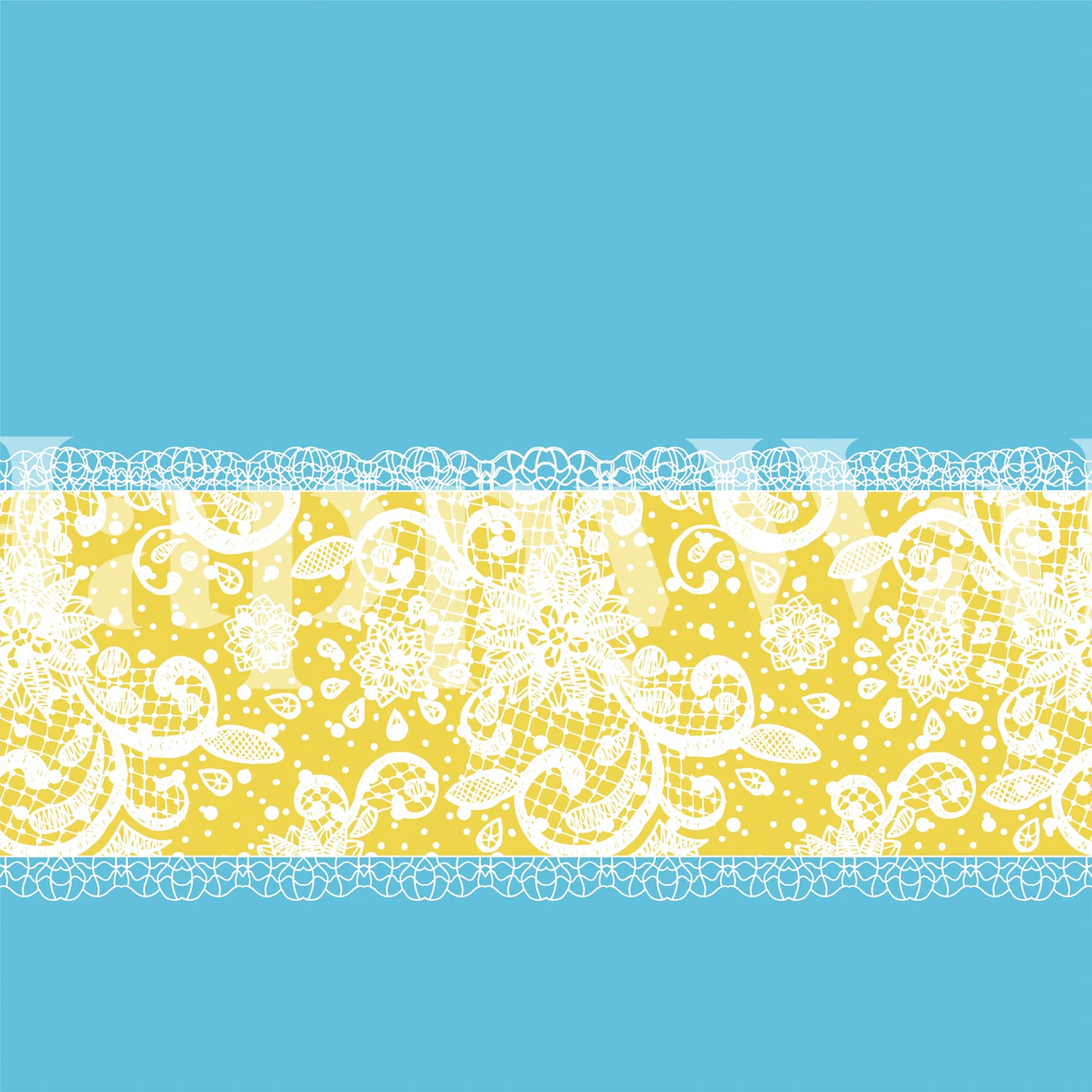 Blauw en geel kantstreep fotobehang met ingewikkelde patronen