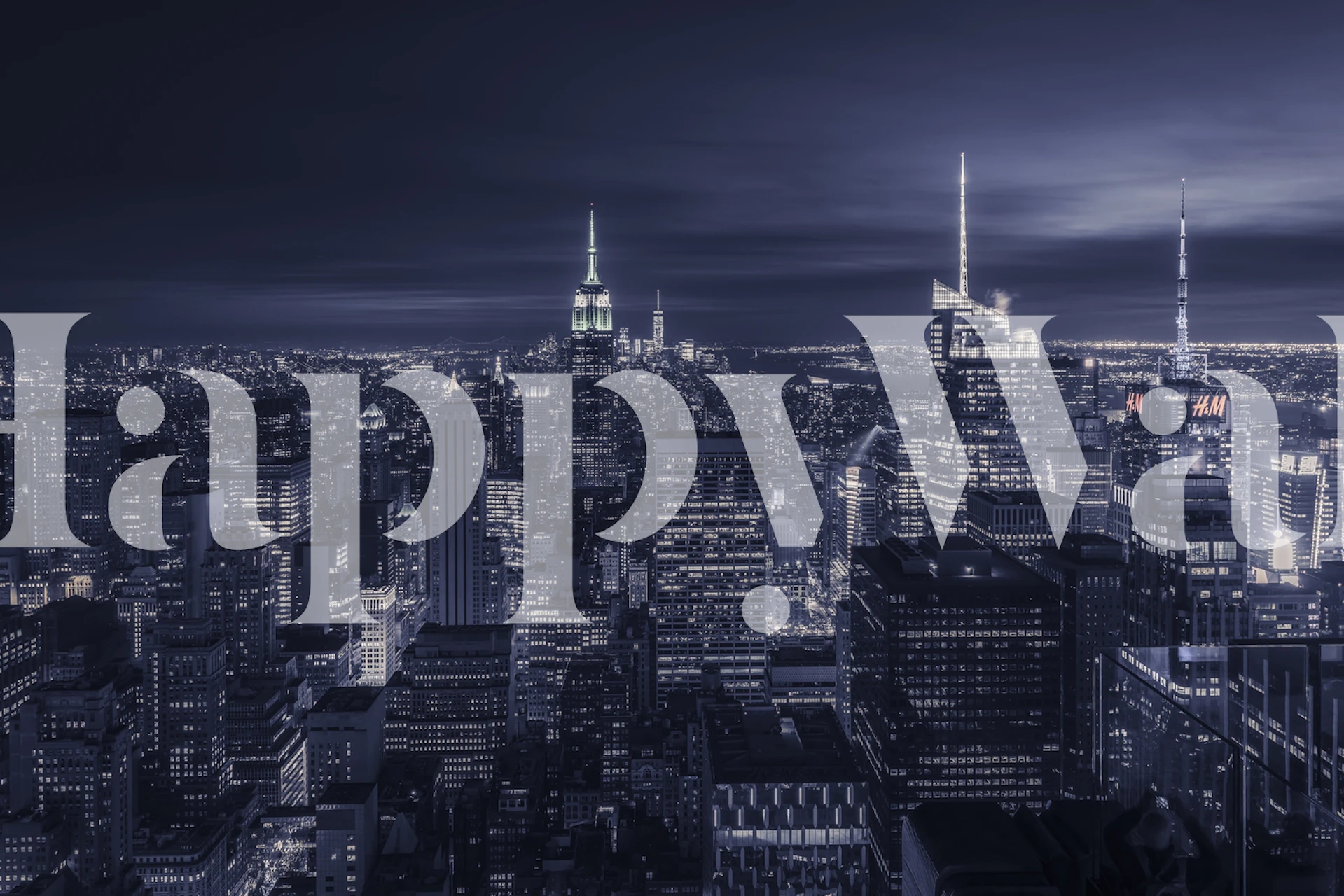 Monochromatic blue cityscape wall mural for interior decor