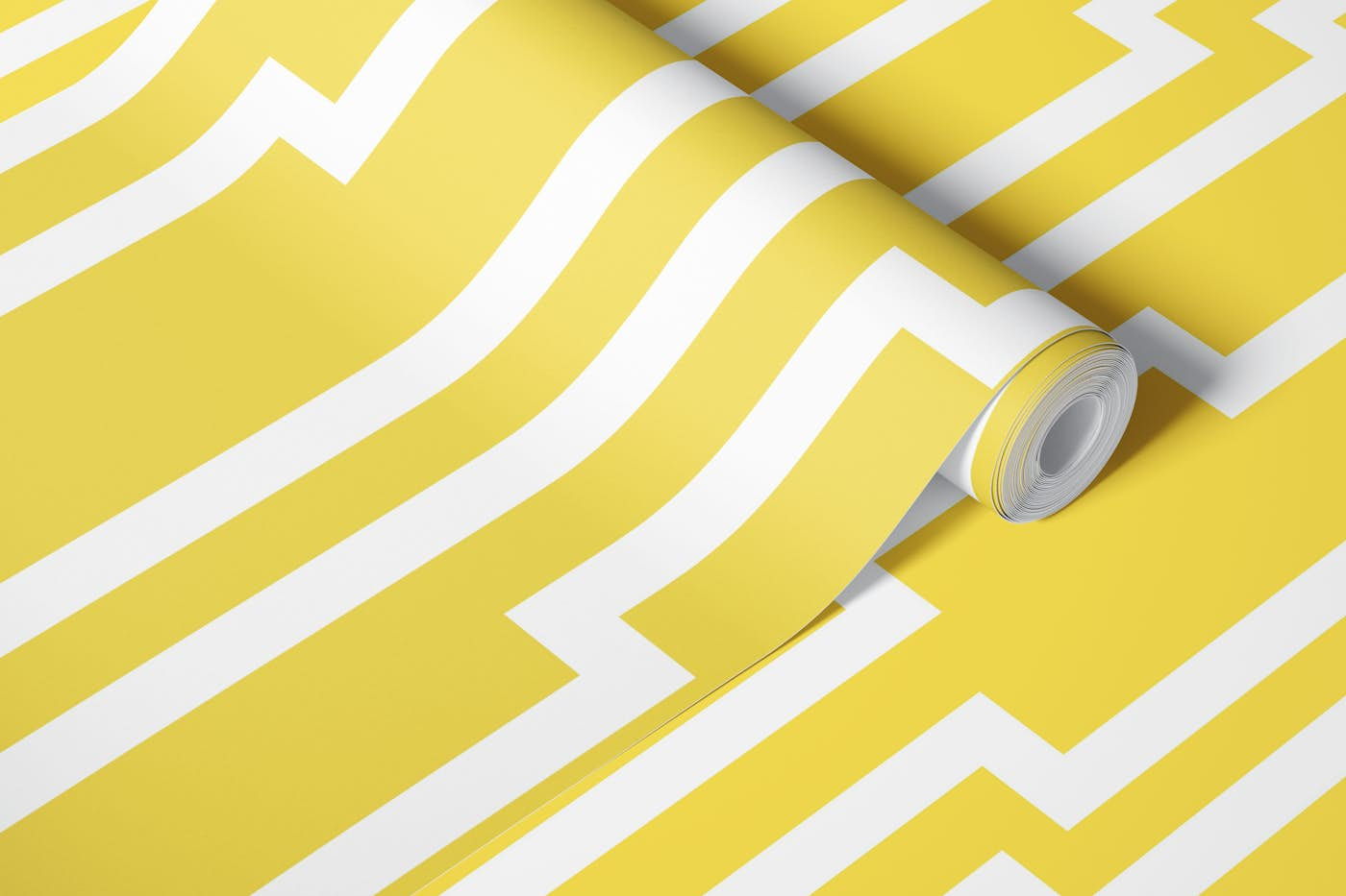 White Mustard Stripes wallpaper roll