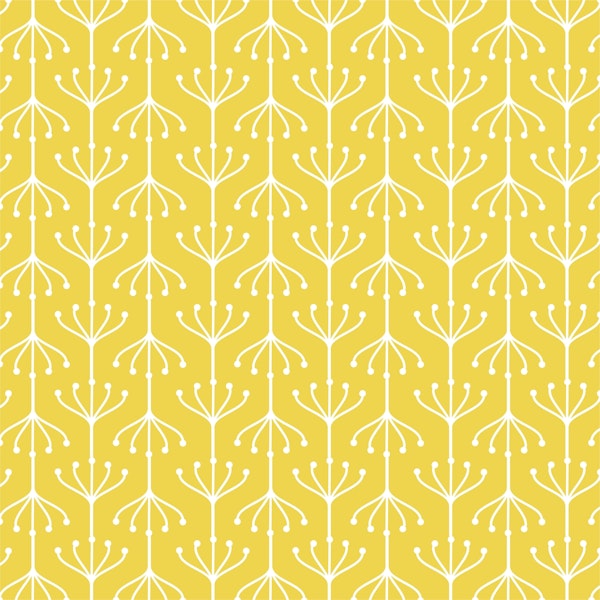 Plant Ornament Yellow White Pattern