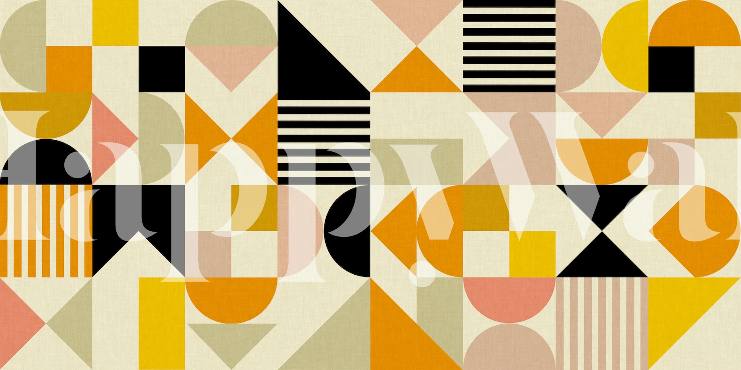 Classic Mid Century 3 wall mural with geometric shapes and mid-century colors