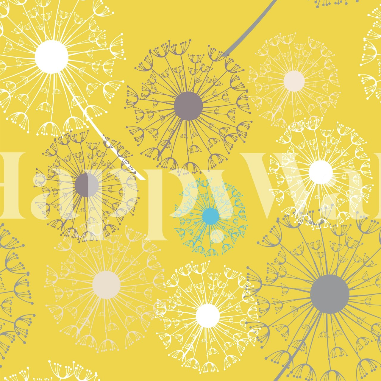 Papier peint Saffron Yellow Dandelion Pattern dans une pièce