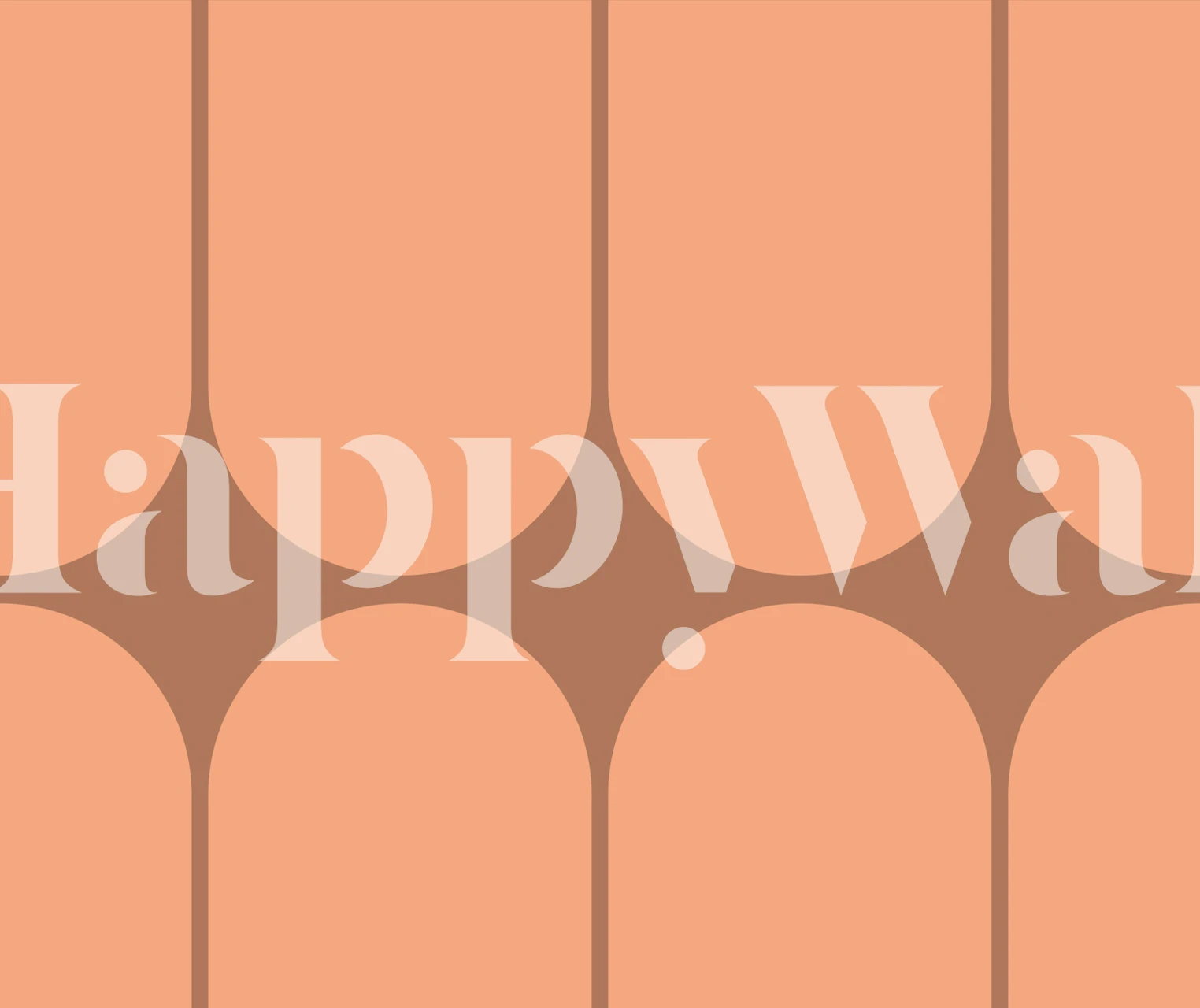 Peach-colored wall mural with mid-century modern half-moon shapes