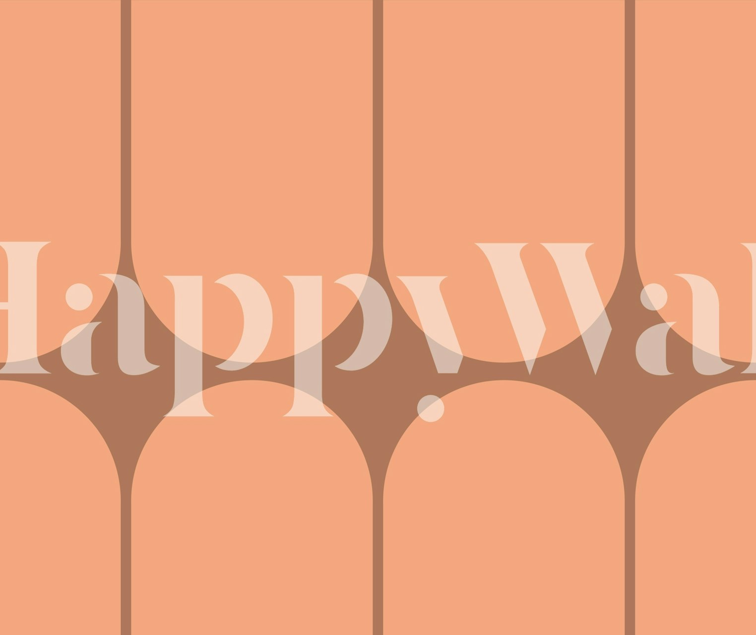 Persikofärgad tapet med moderna halvmåneformer från mitten av århundradet