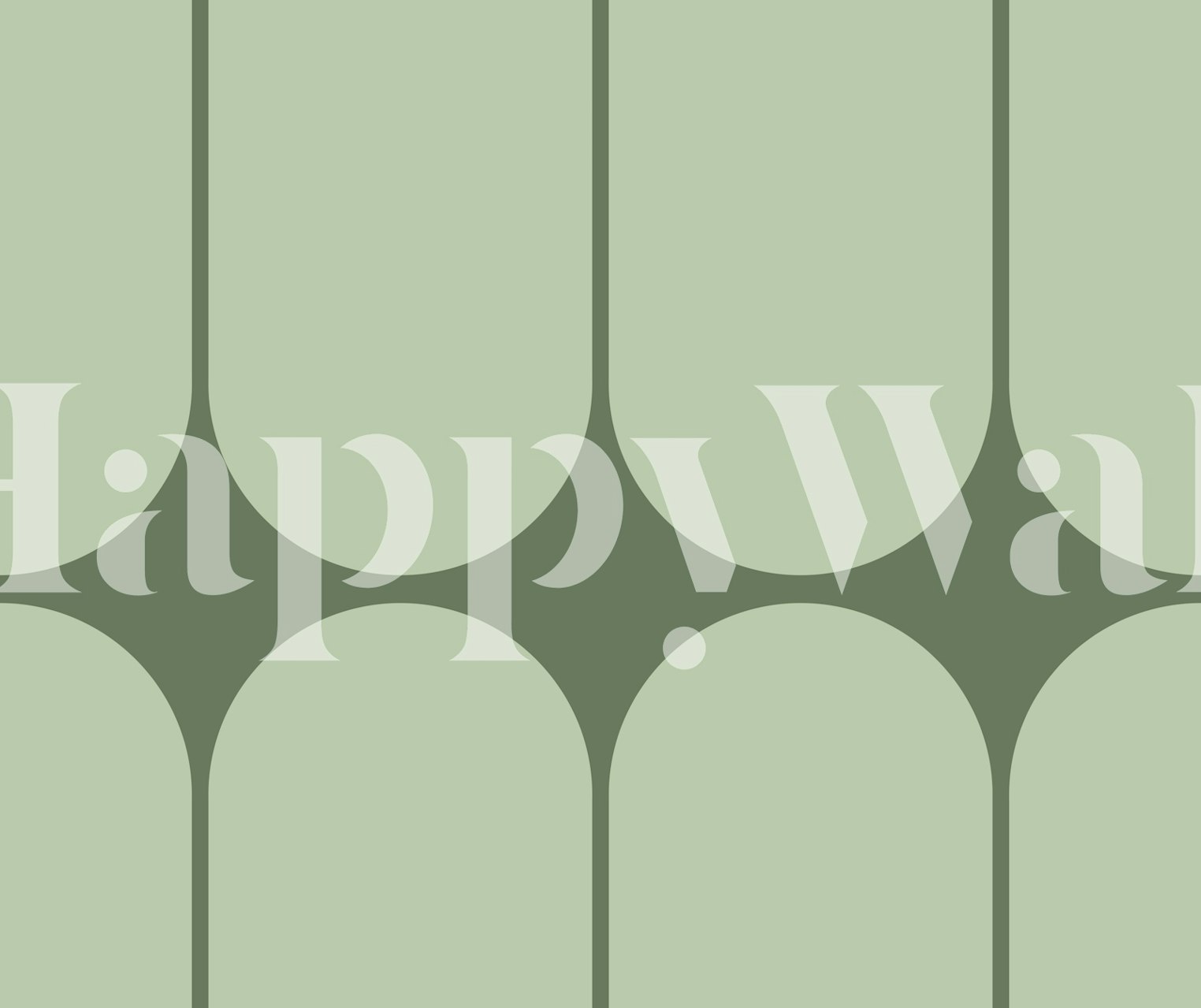 Sage Mid-Century Arches behang in een kamer