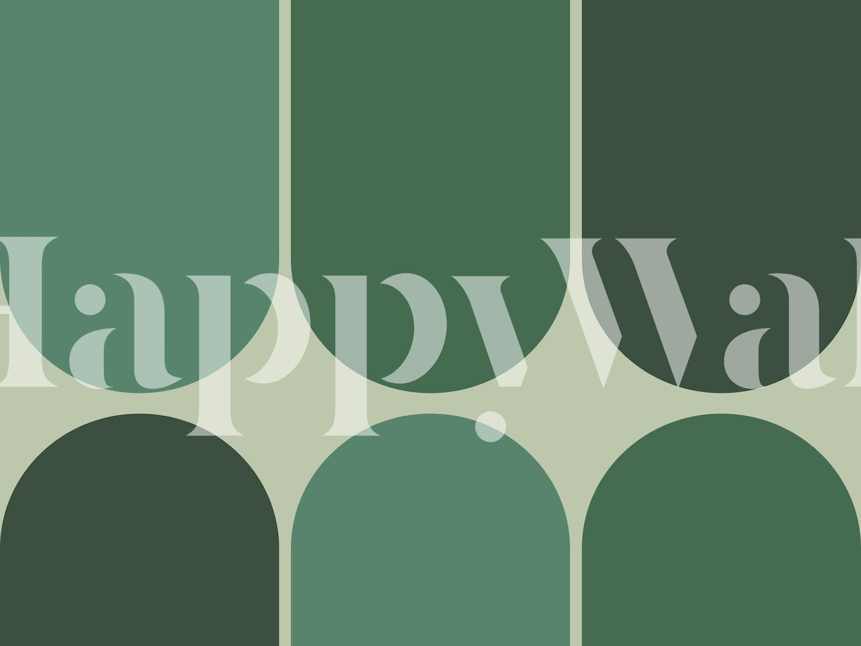 Geometrische groene vormen met afgeronde hoeken op een lichte achtergrond, wallpaper