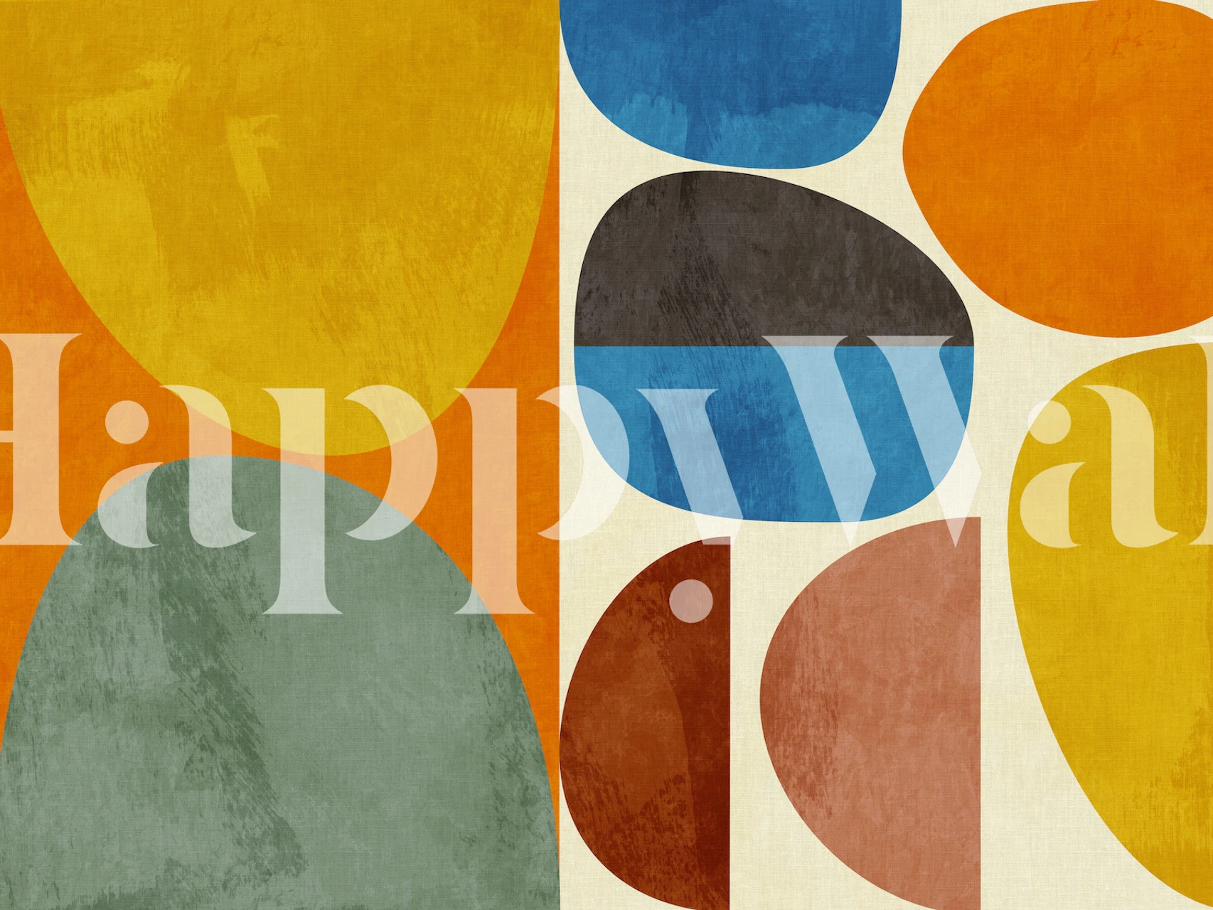 Organic geo shapes wallpaper in a room