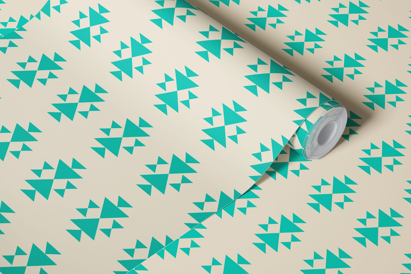 Minty Teal Green Geometric Shapes wallpaper roll