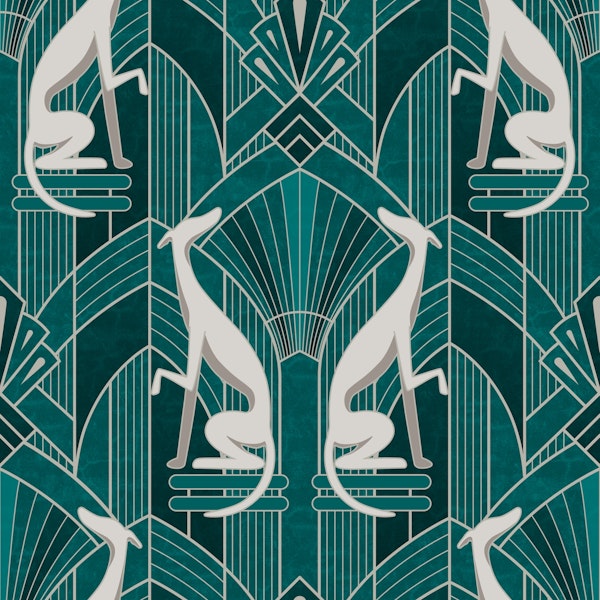 Art Deco Grey Greyhound - Tinsel Silver