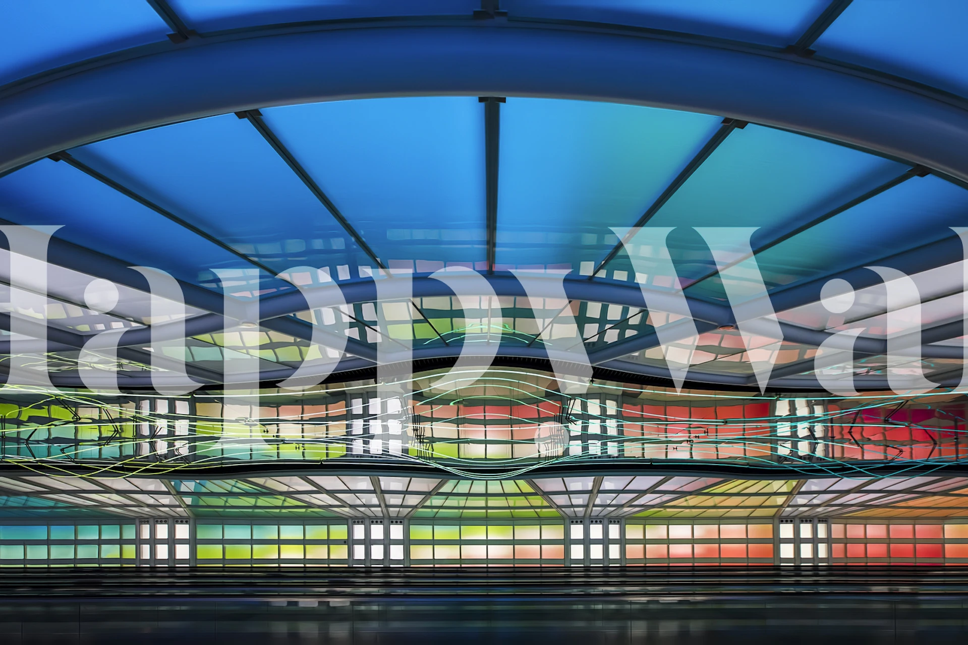 Colorful abstract patterns in blue, green, and orange wallpaper