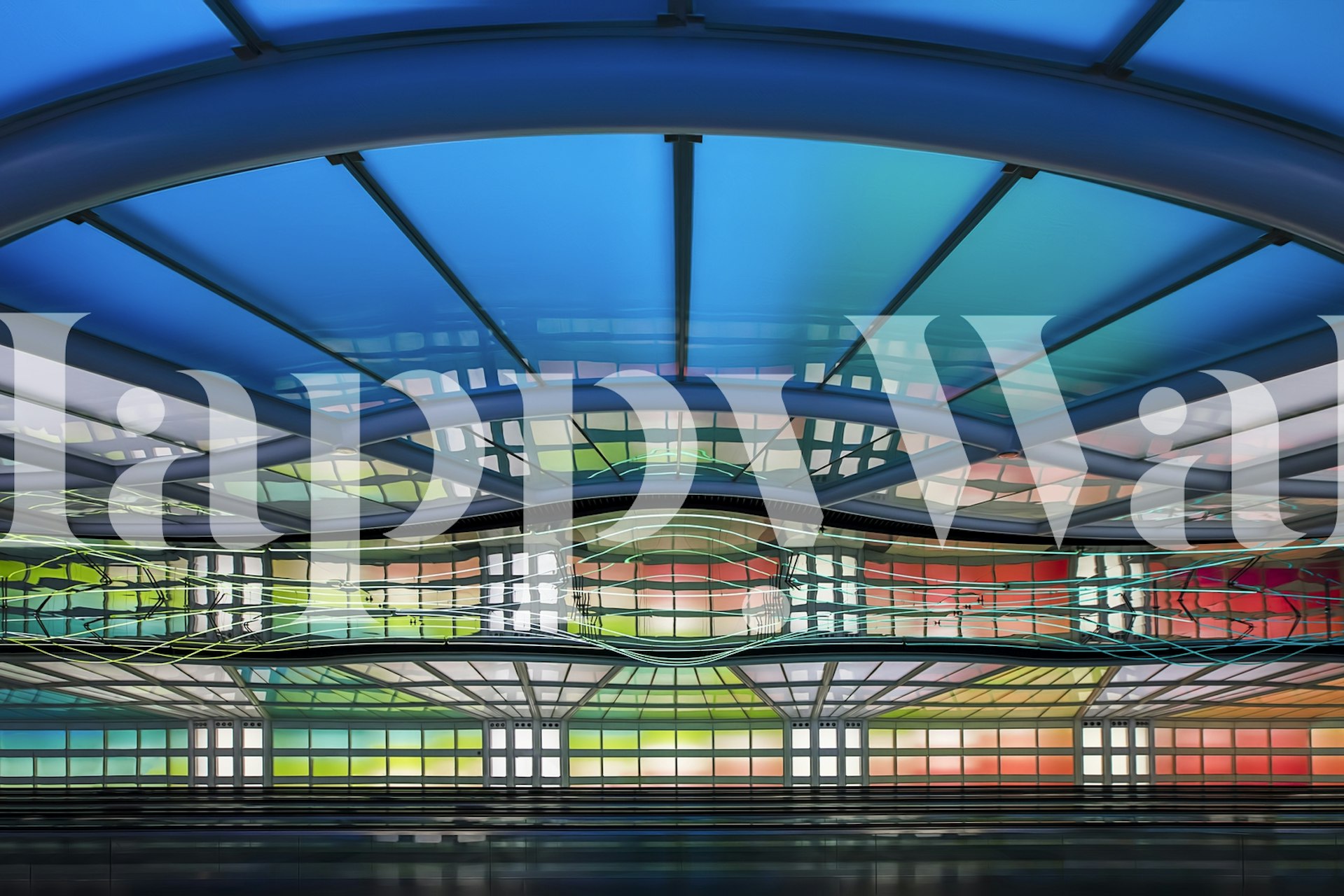 Colorful abstract patterns in blue, green, and orange wallpaper