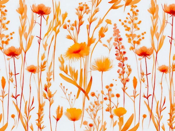 Summer Wildflowers Peach Orange