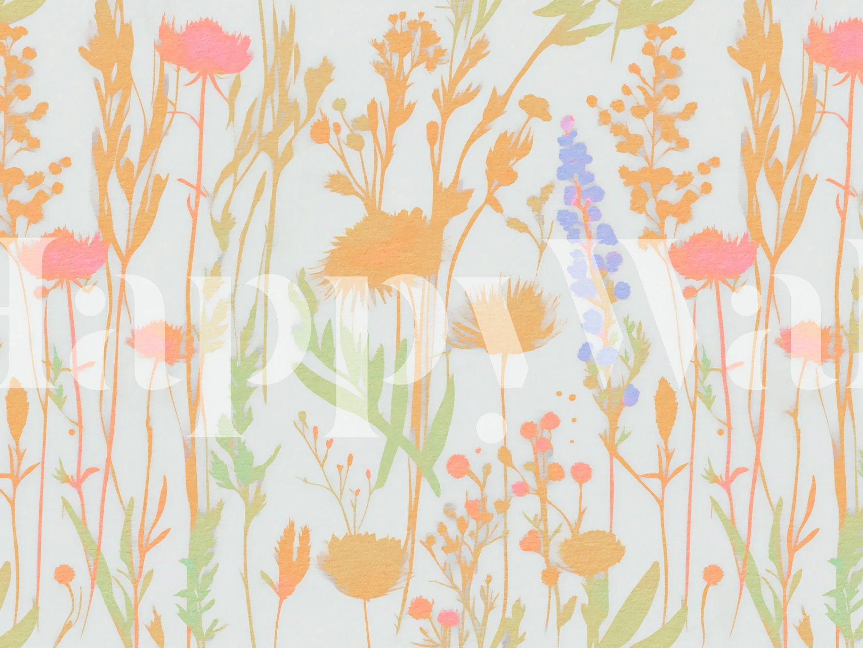 Peach en roze Wildflower Meadow behang