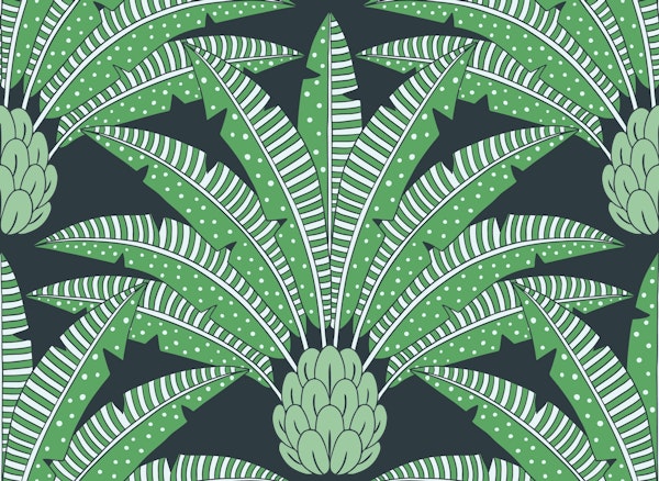 Festive palm fans - green and black