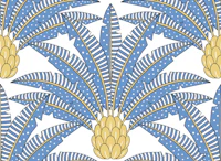 Festive palm fans - blue and yellow wallpaper