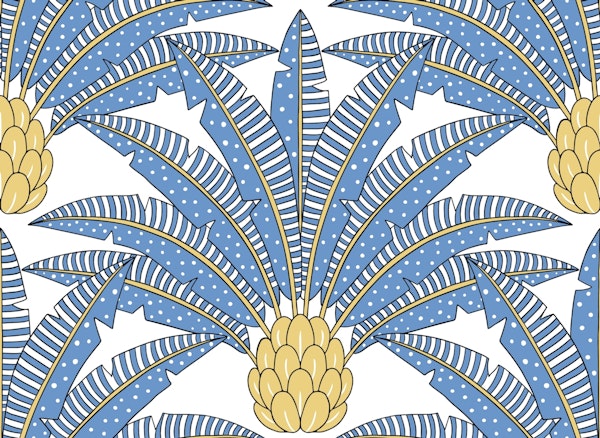 Festive palm fans - blue and yellow