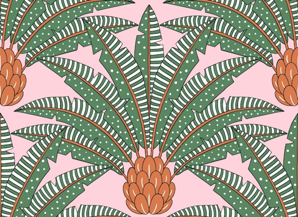 Festive palm fans - orange green pink