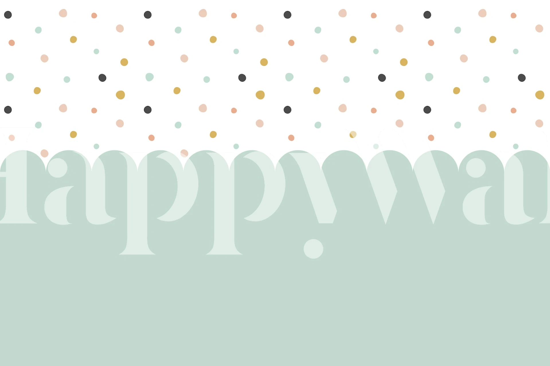 Mint scalloped edge wallpaper with colorful polka dots