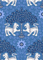 Tribal tiger - blue and white tapete