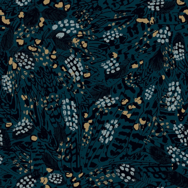Abstract animal print modern indigo
