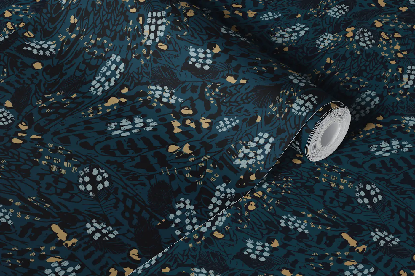 Wild Jungle Glam Indigo wallpaper roll