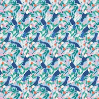 Whimsical toucan forest - blue tapete