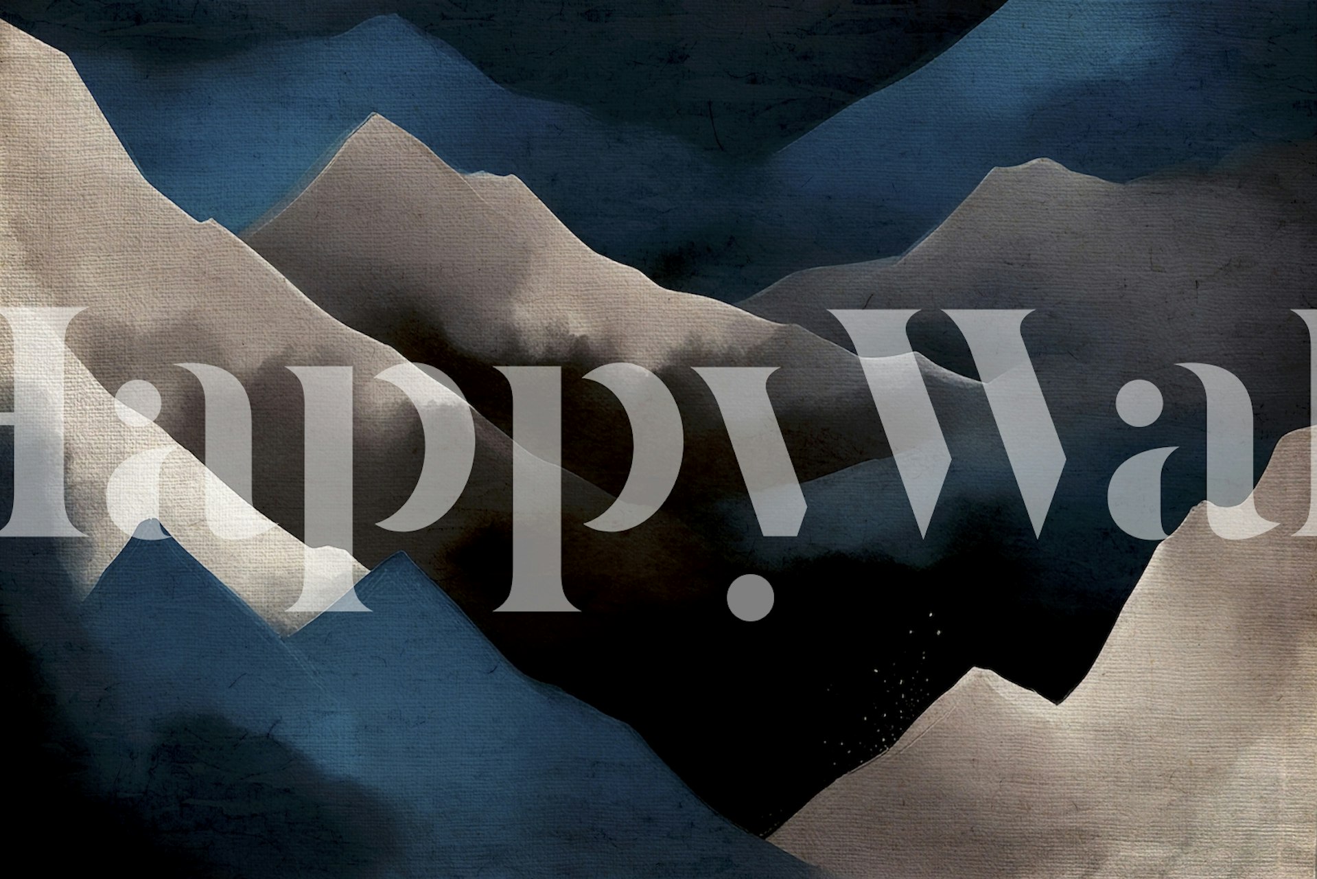 Abstract mountainous landscape in beige and teal wallpaper