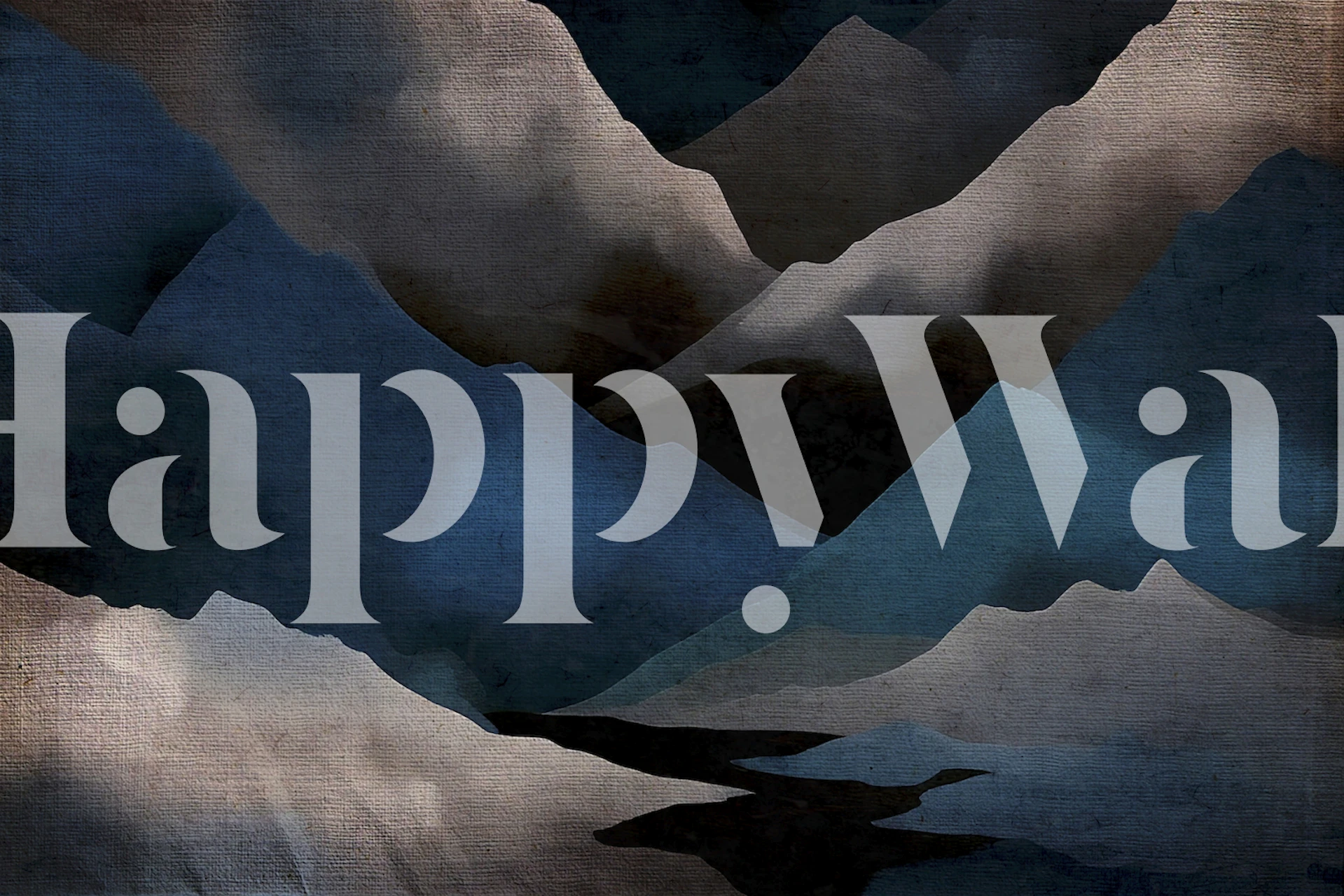 Abstract mountain landscape in dark blue and gray tones wallpaper