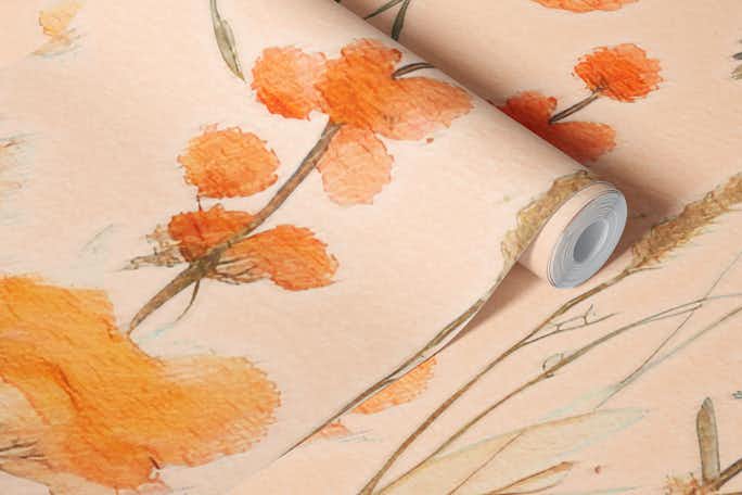 Peach Fuzz Floral Arrangementswallpaper roll