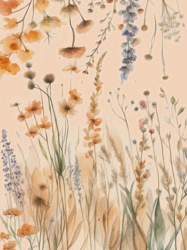 Peach Fuzz Floral Foliage