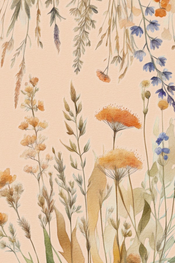 Peach Fuzz Wildflower Watercolor