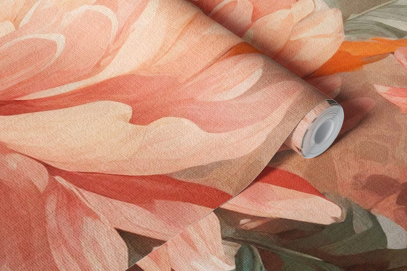 summer floral peach fuzz wallpaper roll