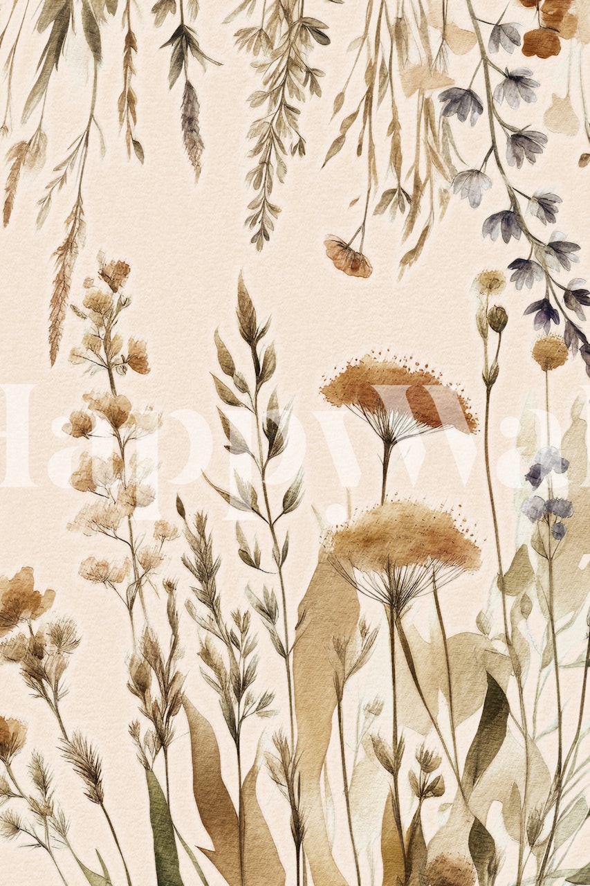 Dreamy Wild Flowers wallpaper in a room
