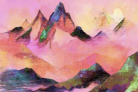Peach Sunburst Mountains papel de parede