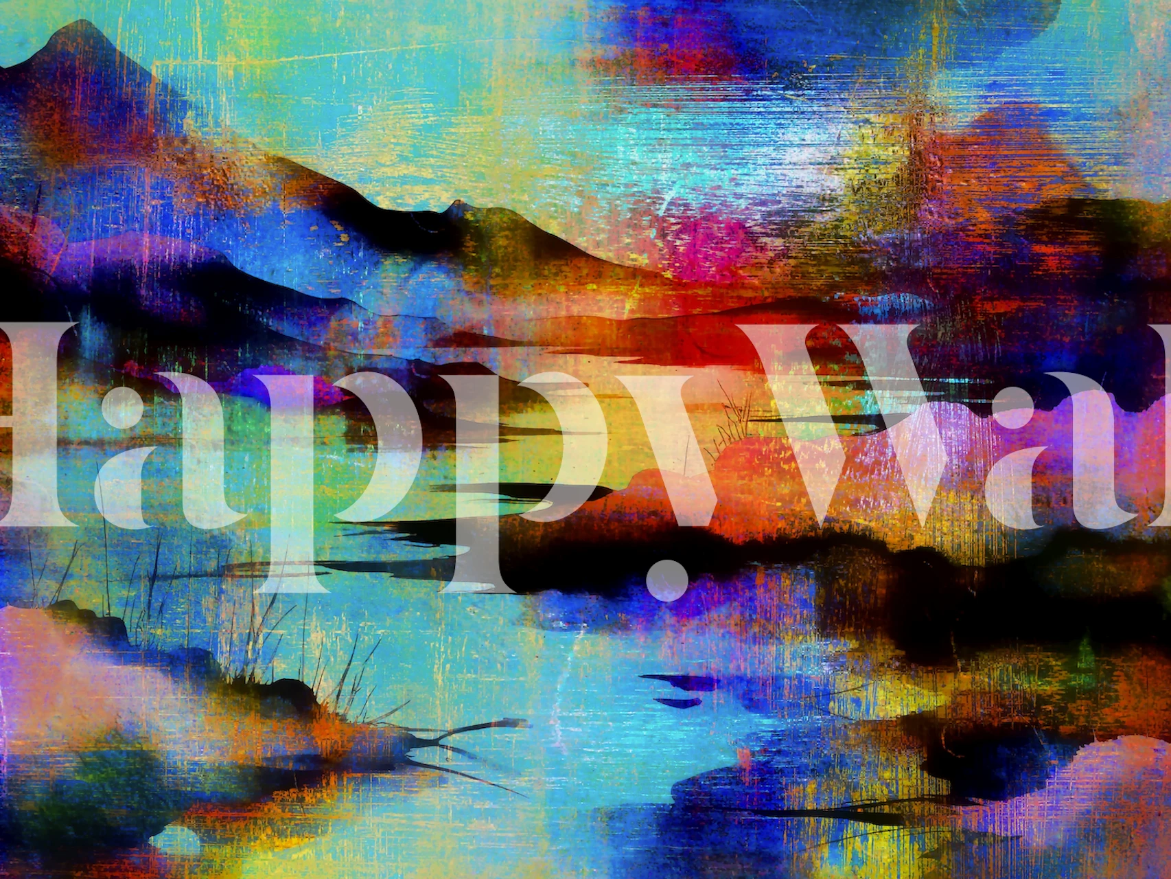 Papel de parede abstrato vívido em ambiente