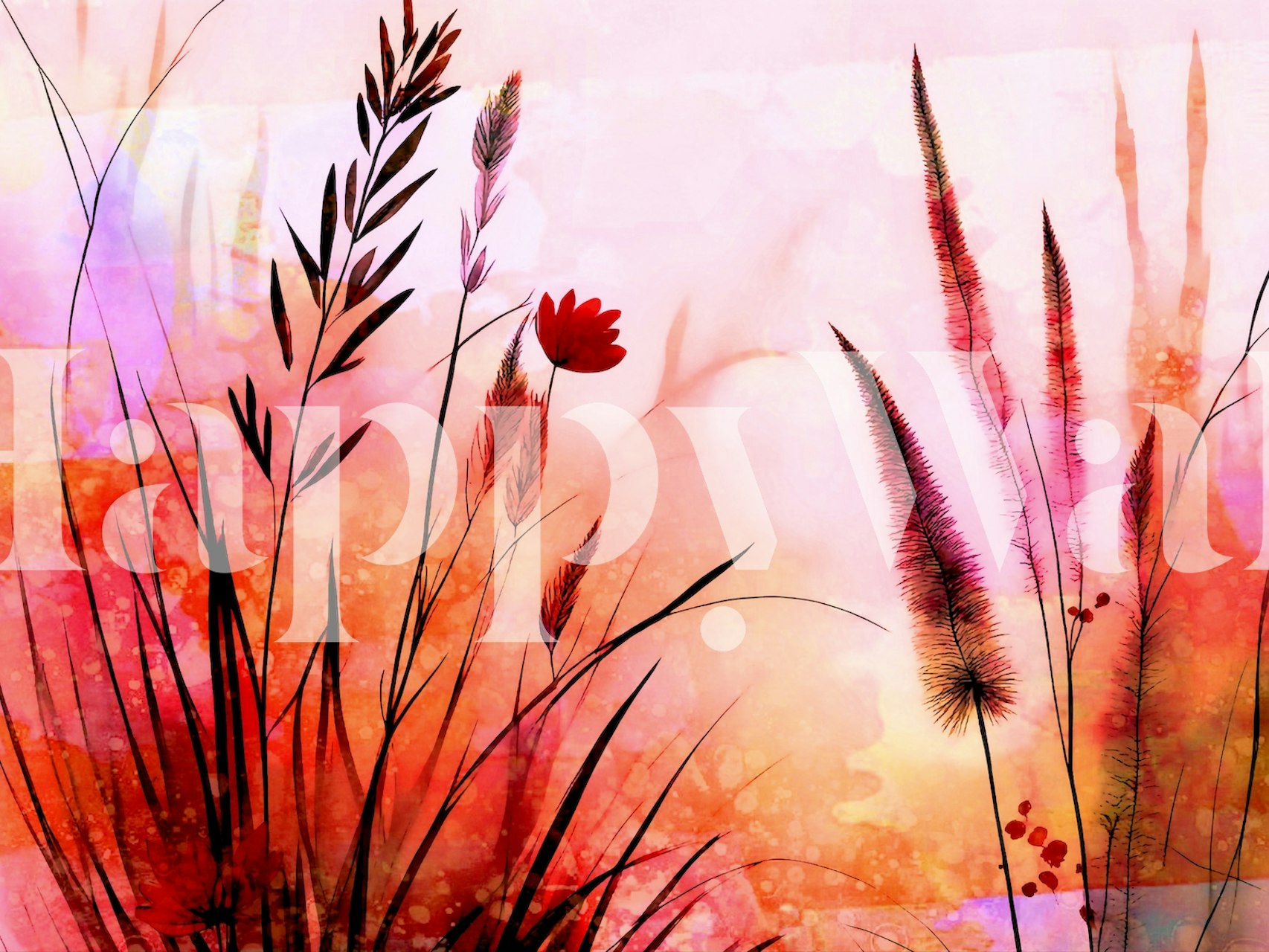 Colorful floral design with pink, red, and orange tones wallpaper