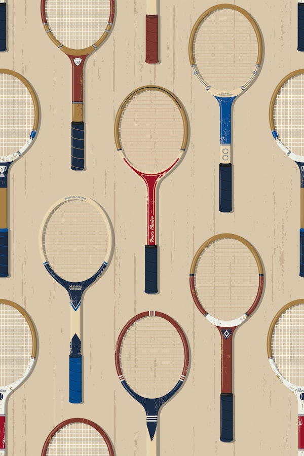 Vintage tennis rackets beige